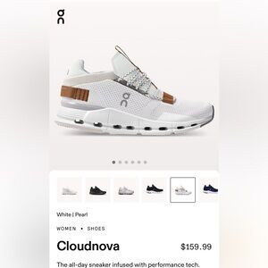 On Cloudnova White Pearl Gently Used with Original Packaging and Box